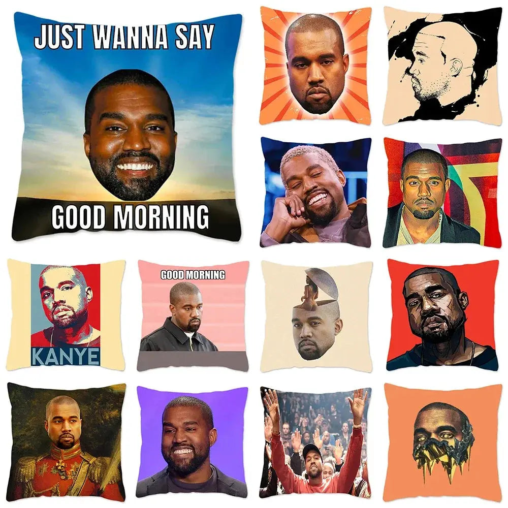 Hauska Kanye West -meemitykkityynynpäällinen 40x40cm pehmeä heittotyynynpäällinen sohvalle, auton neliönmuotoiselle tyynynpäälliselle, olohuoneen sisustukseen.