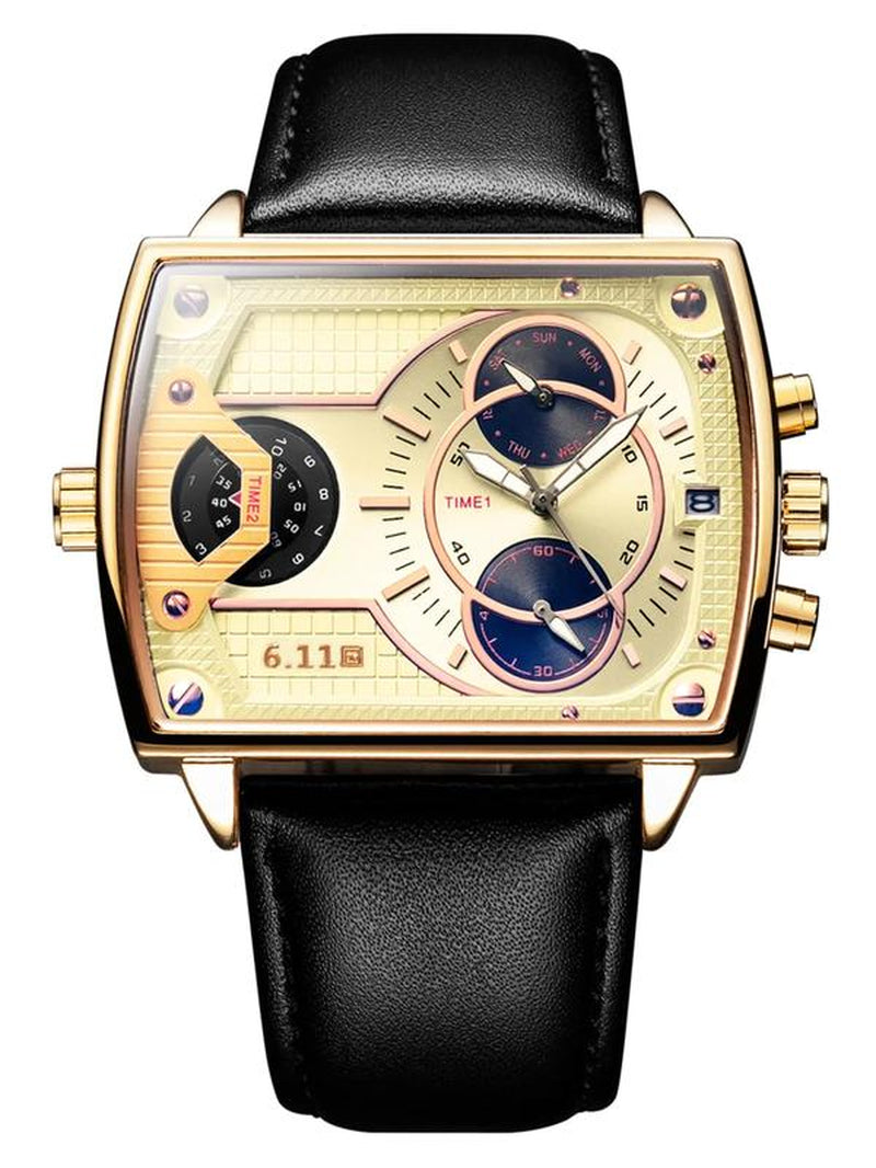 Men'S Business Fashion Rectangle Dial Quartz Watch, Fashion Watch for Party, Daily Clothing Decor, Trendy All-Match & Exquisite Watch for Birthday Gift with Box