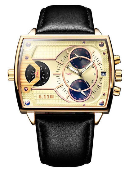 Men'S Business Fashion Rectangle Dial Quartz Watch, Fashion Watch for Party, Daily Clothing Decor, Trendy All-Match & Exquisite Watch for Birthday Gift with Box