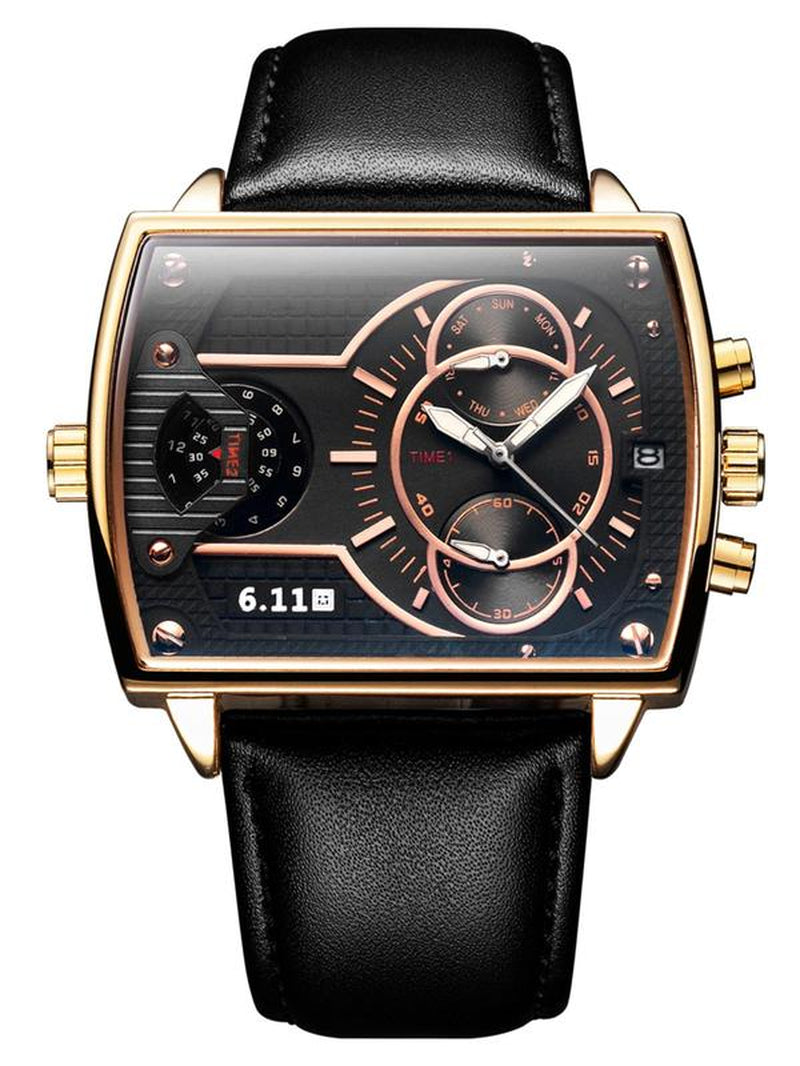 Men'S Business Fashion Rectangle Dial Quartz Watch, Fashion Watch for Party, Daily Clothing Decor, Trendy All-Match & Exquisite Watch for Birthday Gift with Box
