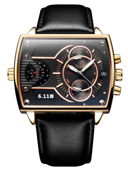 Men'S Business Fashion Rectangle Dial Quartz Watch, Fashion Watch for Party, Daily Clothing Decor, Trendy All-Match & Exquisite Watch for Birthday Gift with Box