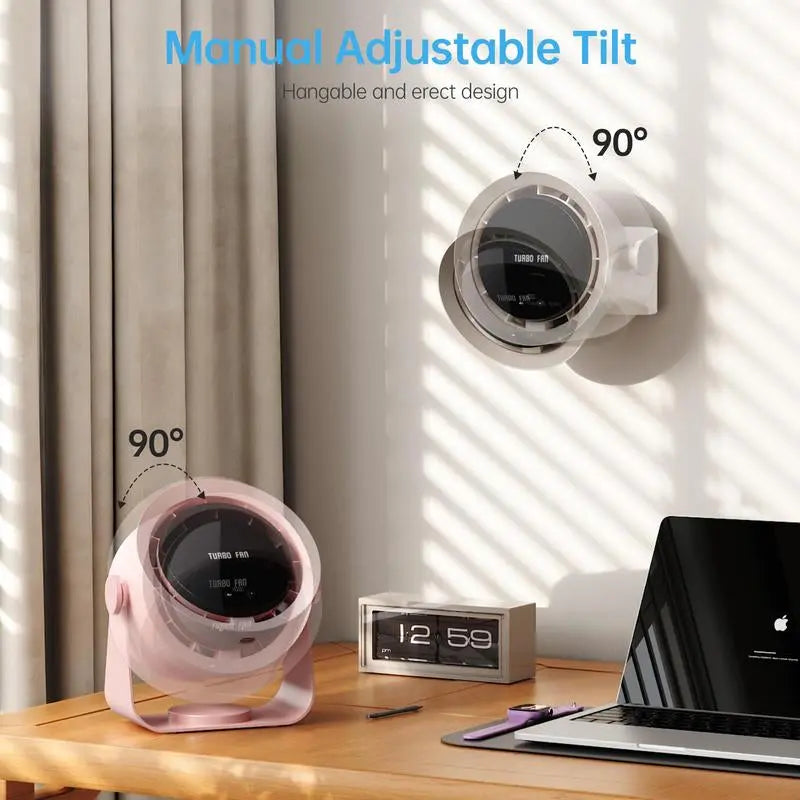 Portable Rechargeable Desk Fan – Turbo Airflow with Digital Display