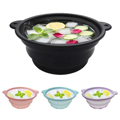 Folding Basin Silicone Facial Ice Bath Bowl Collapsible Silicone Ice Bath Bowl Efficient Washing Basin Silicone Ice Bath Bowl