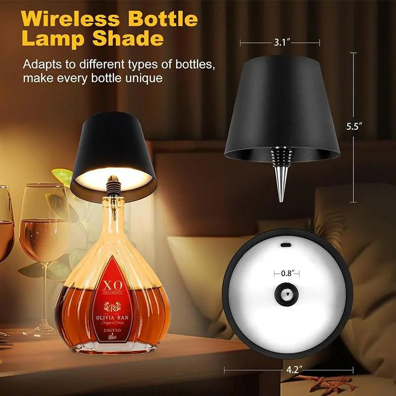 Wireless Bottle Lamp – Touch Control, 3-Color Dimmable LED Light