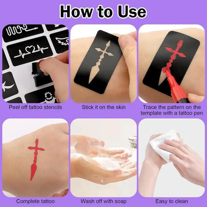 Temporary Tattoo Markers – 10/15 Color Skin-Safe Tattoo Pens