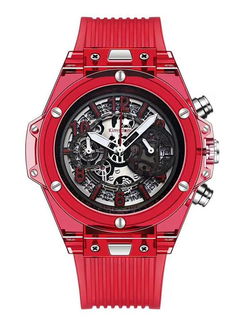 Men'S Fashion Rubber Strap Quartz Watch, Fashion Watch with Luminous Dial & Day Display Function, Trendy Watch for Daily Life