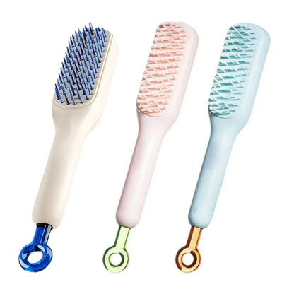 Retractable Comb Self-Cleaning Hair Brush Anti-Static Massage Comb for Women Smooth Hair Self Cleaning Hair Brush