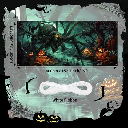 Large Halloween Garage Door Decoration – Horror Spider, Pumpkin & Bat Banner for Spooky Parties & Outdoor Display