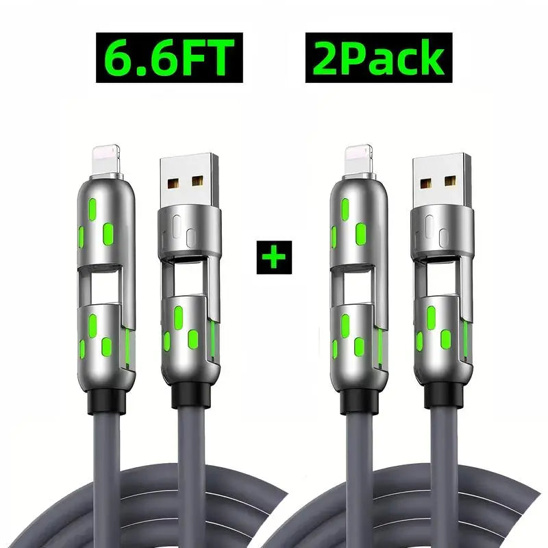 4-in-1 USB-C Charging Cable – PD Fast Charge & Data Sync (USB-A / Type-C / Lightning)