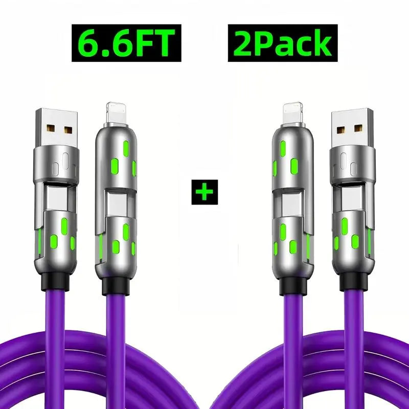4-in-1 USB-C Charging Cable – PD Fast Charge & Data Sync (USB-A / Type-C / Lightning)