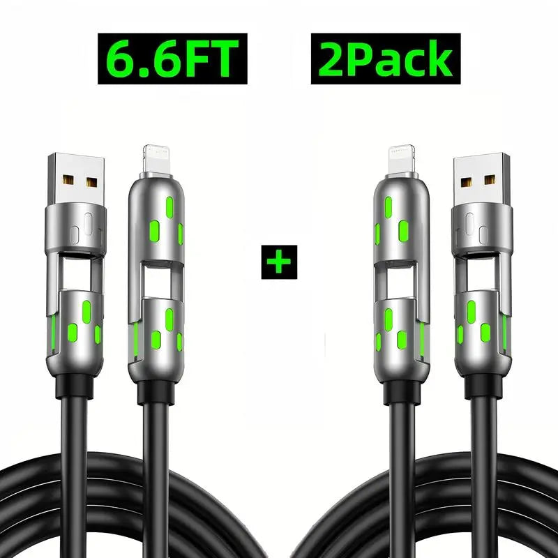 4-in-1 USB-C Charging Cable – PD Fast Charge & Data Sync (USB-A / Type-C / Lightning)