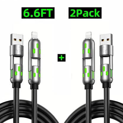 4-in-1 USB-C Charging Cable – PD Fast Charge & Data Sync (USB-A / Type-C / Lightning)