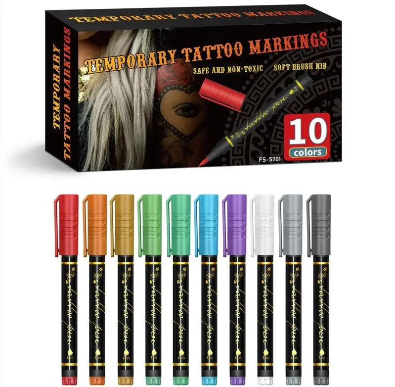 Temporary Tattoo Markers – 10/15 Color Skin-Safe Tattoo Pens